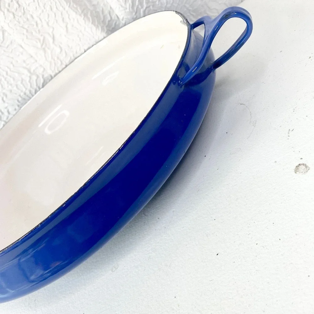Vintage Dansk‎ Kobenstyle Cast Iron Skillet, Royal Blue Enamel